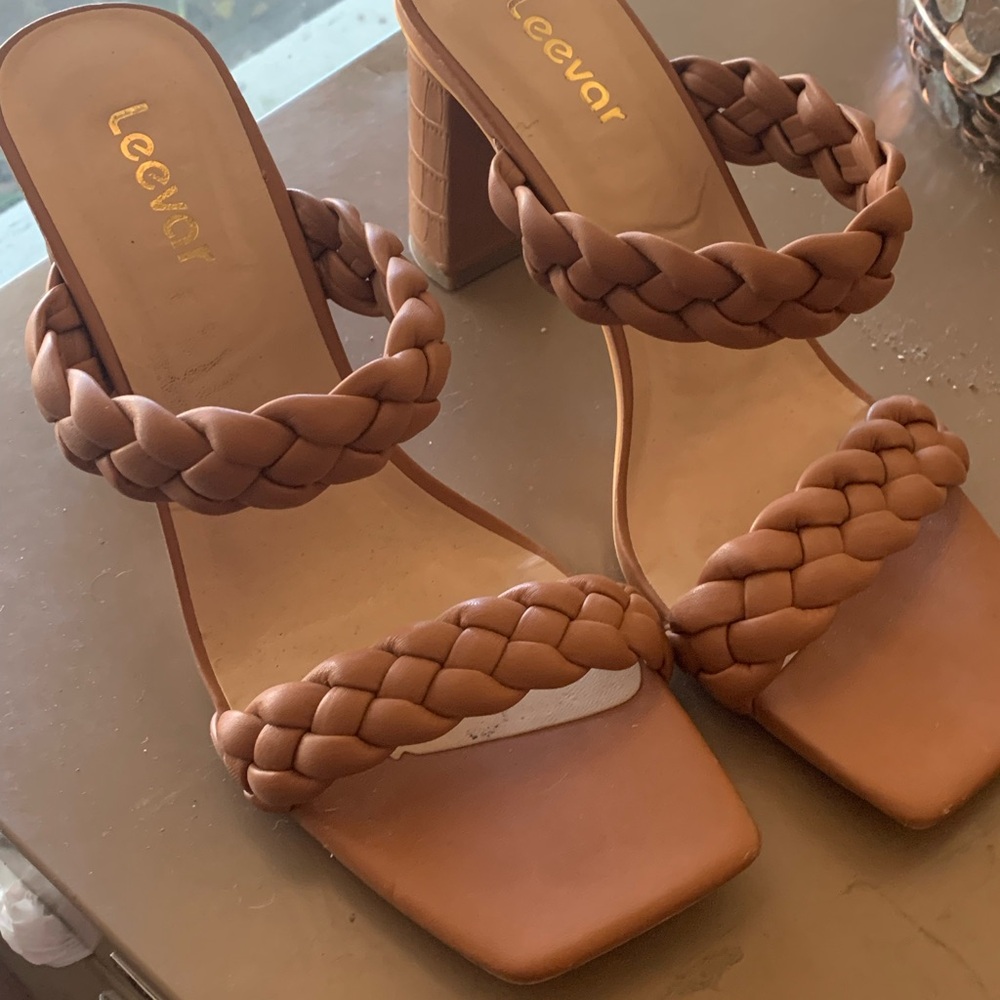 Women's Braided Brown Heels